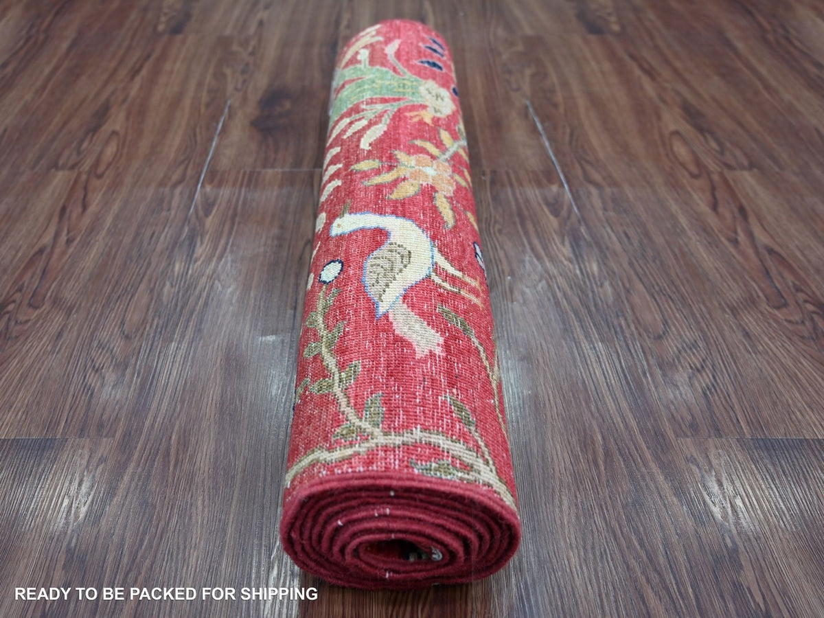 Peshawar Oushak hand-knotted wool runner in Red, 2'6" x 7'11" — SKU O022783 (view 4)