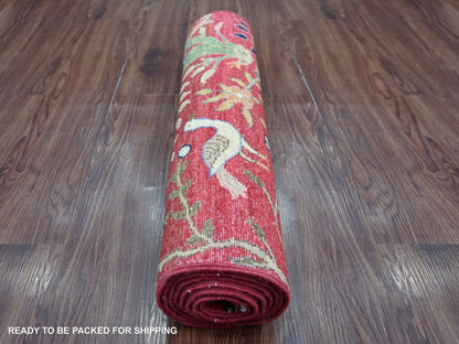 Peshawar Oushak hand-knotted wool runner in Red, 2'6" x 7'11" — SKU O022783 (view 4)