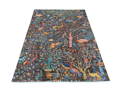 Brown 5'0" x 6'7" Oushak And Peshawar Hand knotted Wool Rug - Sku: O022784