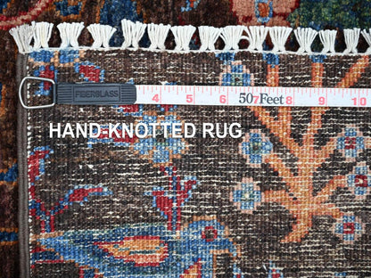 Brown 5'0" x 6'7" Oushak And Peshawar Hand knotted Wool Rug - Sku: O022784
