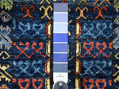Blue 2'10" x 11'9" Tribal & Geometric Hand knotted Wool Rug - Sku: O022787