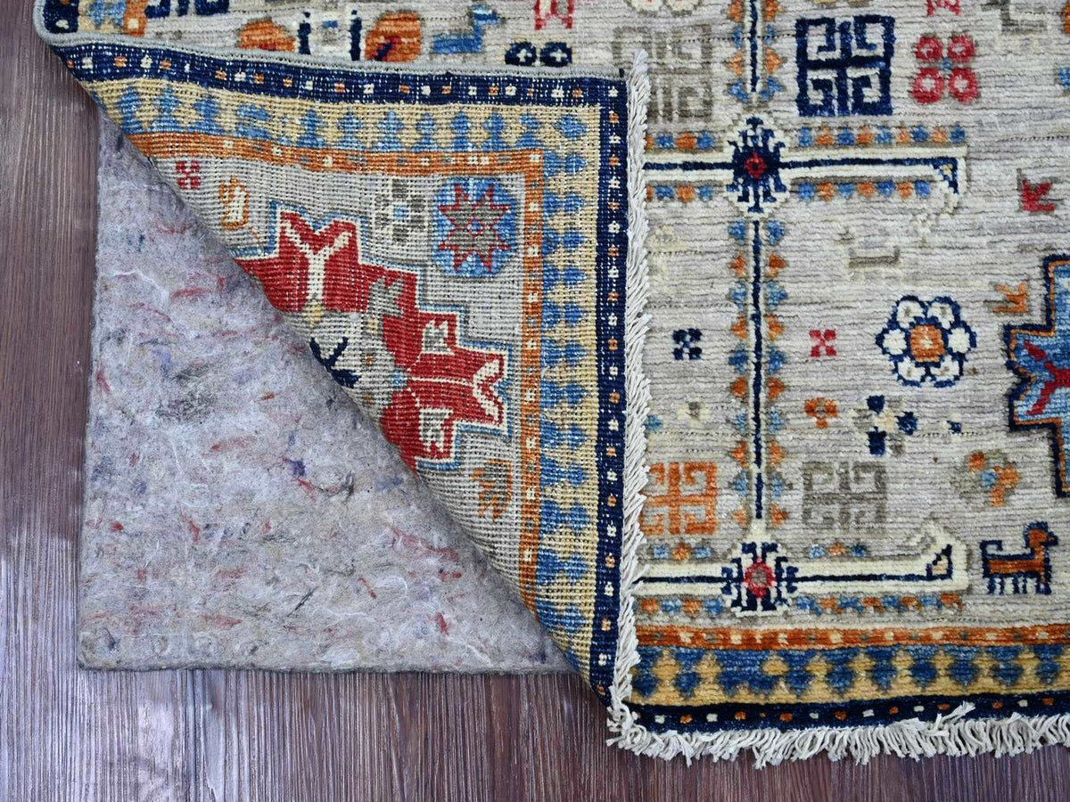 Ersari Tribal & Geometric hand-knotted wool rug in Gray & Yellow, 3'2" x 4'10" — SKU O022788 (view 2)