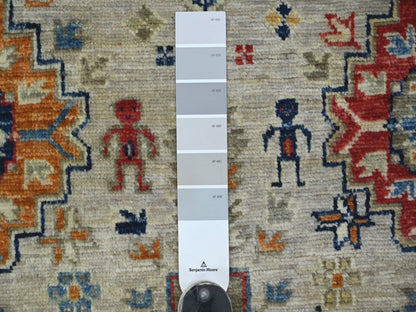 Ersari Tribal & Geometric hand-knotted wool rug in Gray & Yellow, 3'2" x 4'10" — SKU O022788 (view 3)