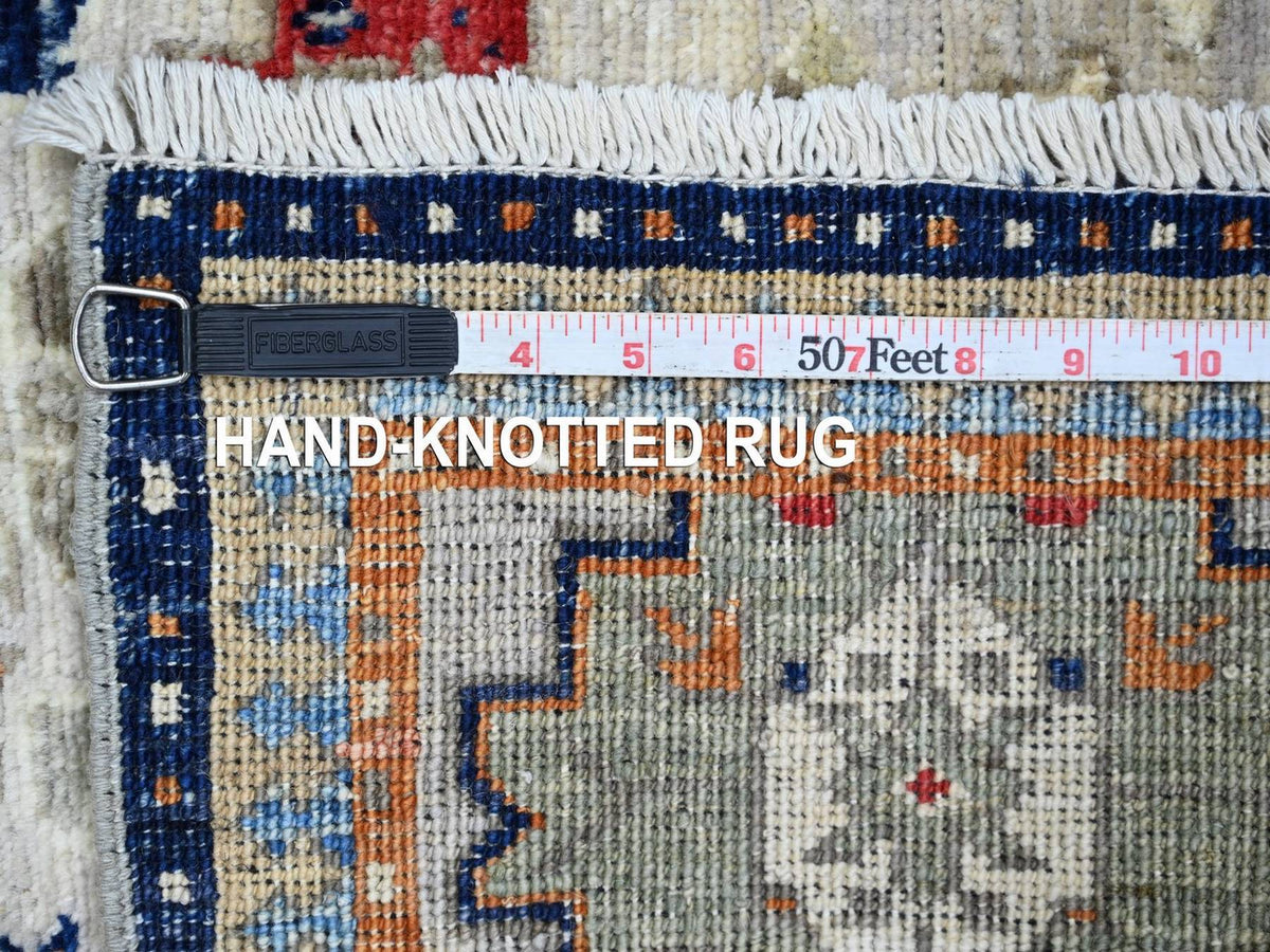 Ersari Tribal & Geometric hand-knotted wool rug in Gray & Yellow, 3'2" x 4'10" — SKU O022788 (view 6)