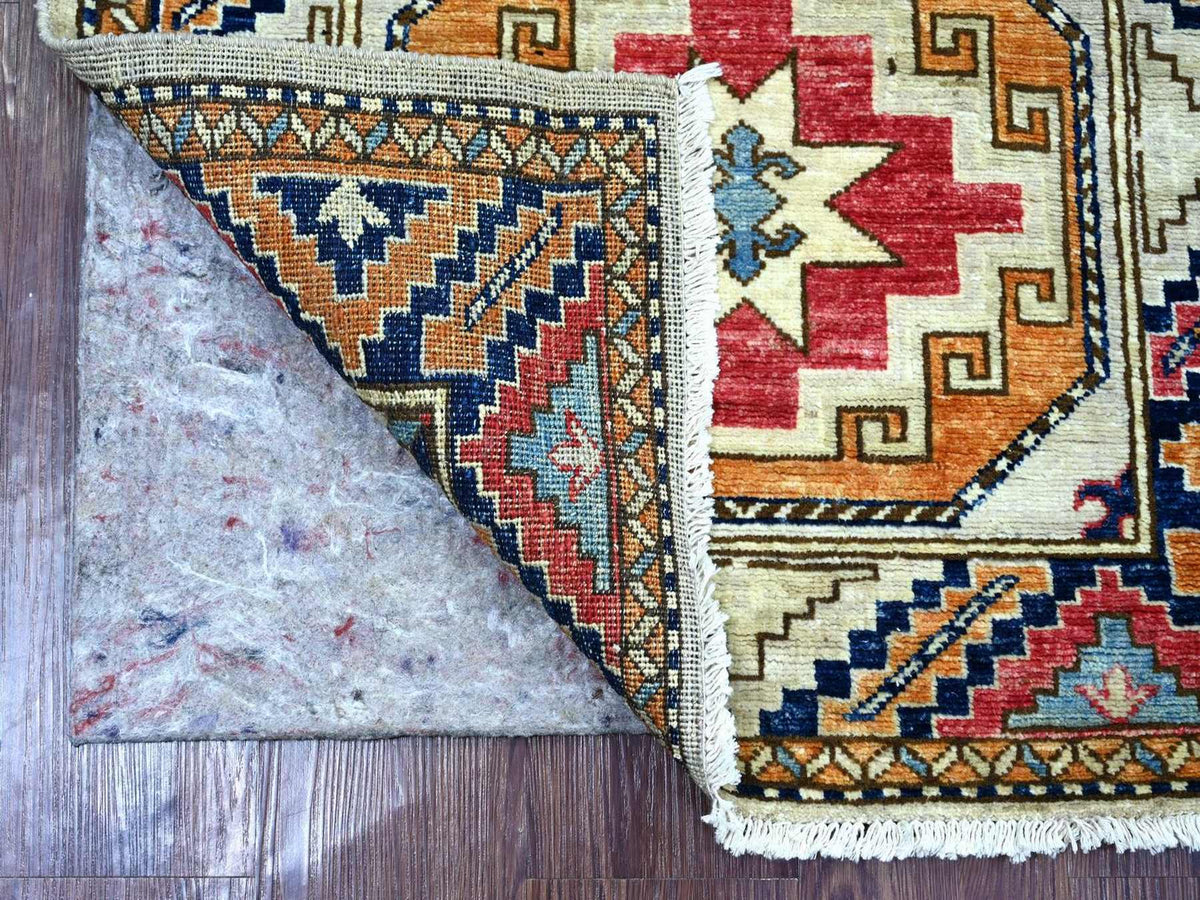 Ersari Tribal & Geometric hand-knotted wool runner in Ivory & Colorful, 2'8" x 7'10" — SKU O022789 (view 2)