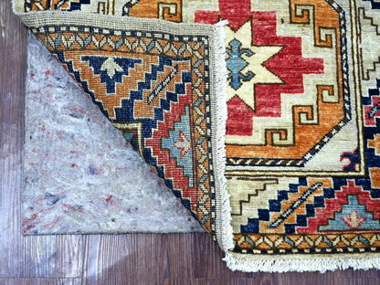 Ersari Tribal & Geometric hand-knotted wool runner in Ivory & Colorful, 2'8" x 7'10" — SKU O022789 (view 2)