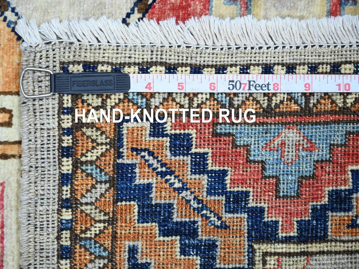 Ersari Tribal & Geometric hand-knotted wool runner in Ivory & Colorful, 2'8" x 7'10" — SKU O022789 (view 6)