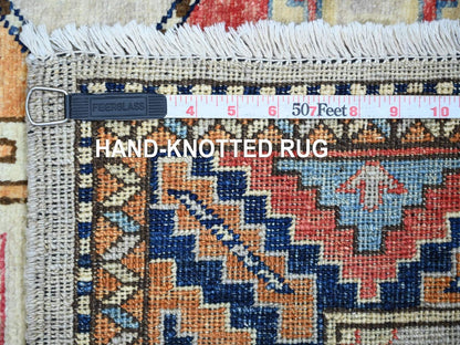 Ersari Tribal & Geometric hand-knotted wool runner in Ivory & Colorful, 2'8" x 7'10" — SKU O022789 (view 6)