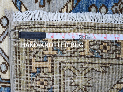 Ersari Tribal & Geometric hand-knotted wool runner in Gray & Ivory, 2'9" x 6' — SKU O022790 (view 6)