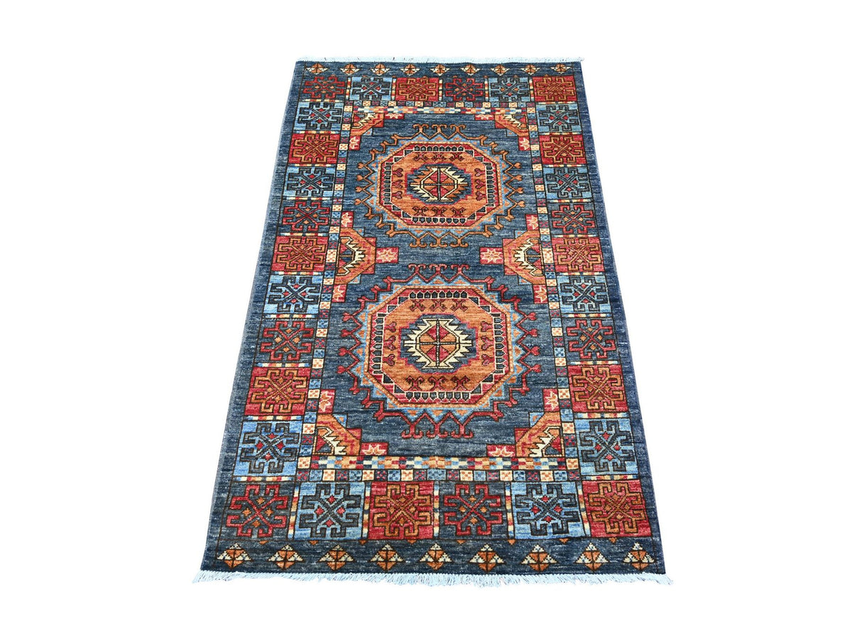 Ersari Tribal & Geometric hand-knotted wool rug in Gray, 3'1" x 5'1" — SKU O022791