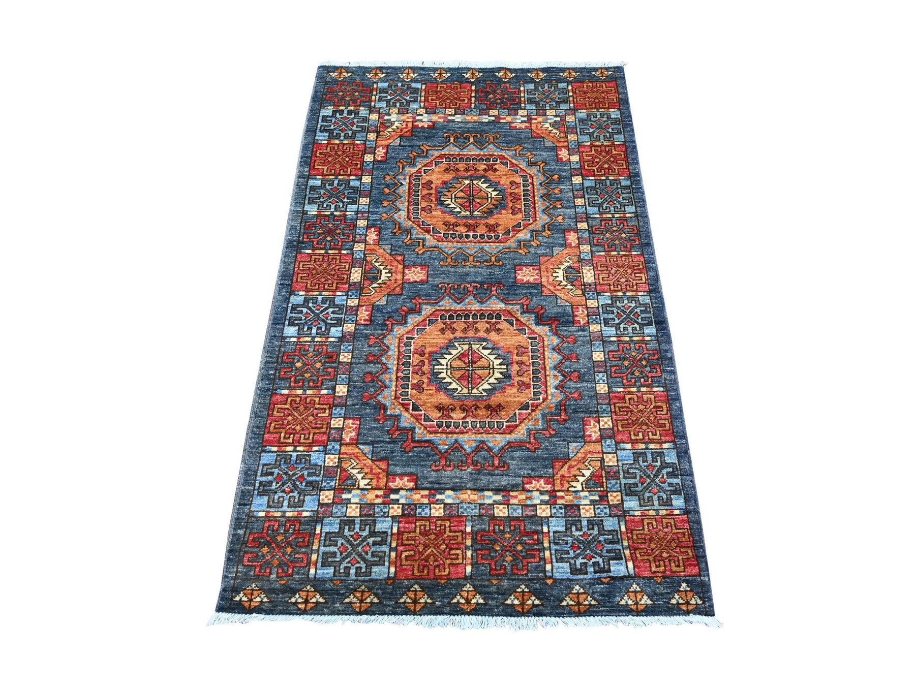 Ersari Tribal & Geometric hand-knotted wool rug in Gray, 3'1" x 5'1" — SKU O022791