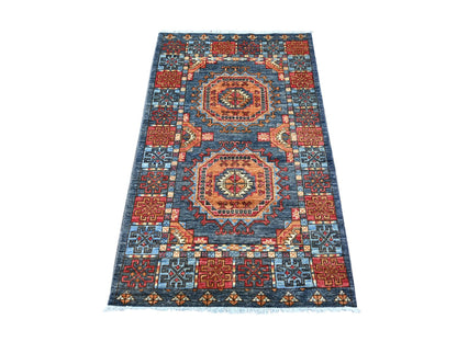 Ersari Tribal & Geometric hand-knotted wool rug in Gray, 3'1" x 5'1" — SKU O022791
