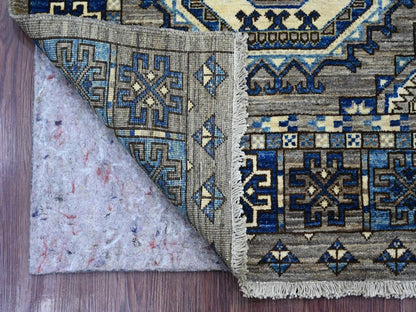 Ersari Tribal & Geometric hand-knotted wool rug in Gray & Blue, 3' x 4'8" — SKU O022794 (view 2)