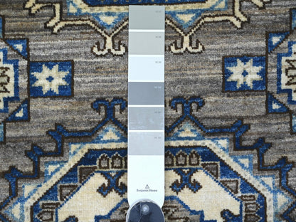 Ersari Tribal & Geometric hand-knotted wool rug in Gray & Blue, 3' x 4'8" — SKU O022794 (view 3)