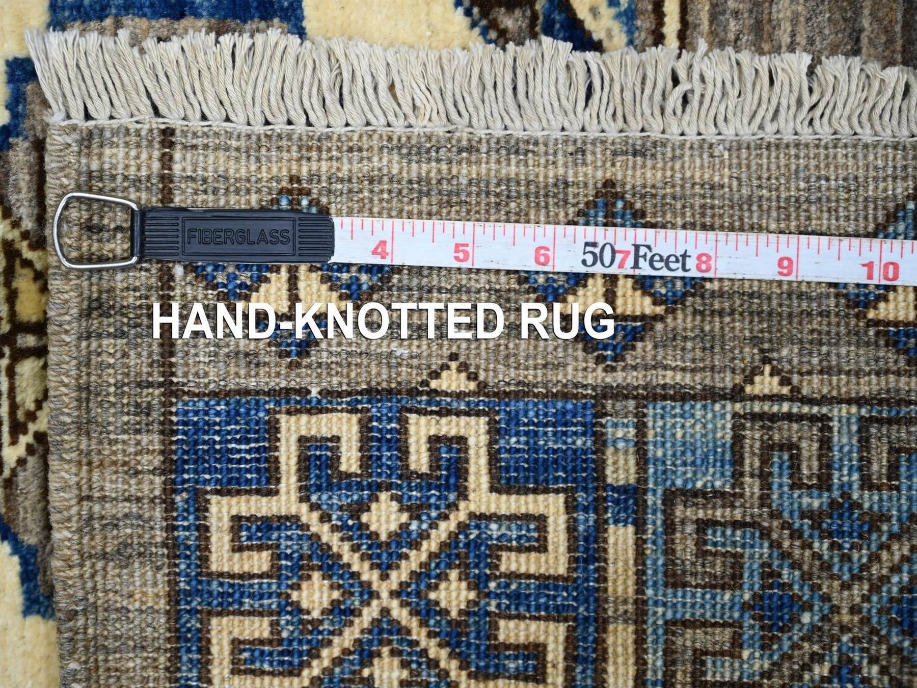 Ersari Tribal & Geometric hand-knotted wool rug in Gray & Blue, 3' x 4'8" — SKU O022794 (view 6)