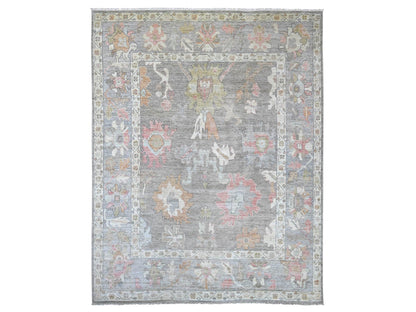 Brown 9'1" x 11'9" Oushak And Peshawar Hand knotted Wool Rug - Sku: O022796