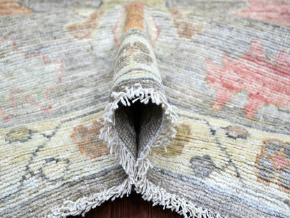 Brown 9'1" x 11'9" Oushak And Peshawar Hand knotted Wool Rug - Sku: O022796