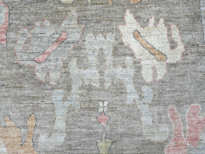 Brown 9'1" x 11'9" Oushak And Peshawar Hand knotted Wool Rug - Sku: O022796
