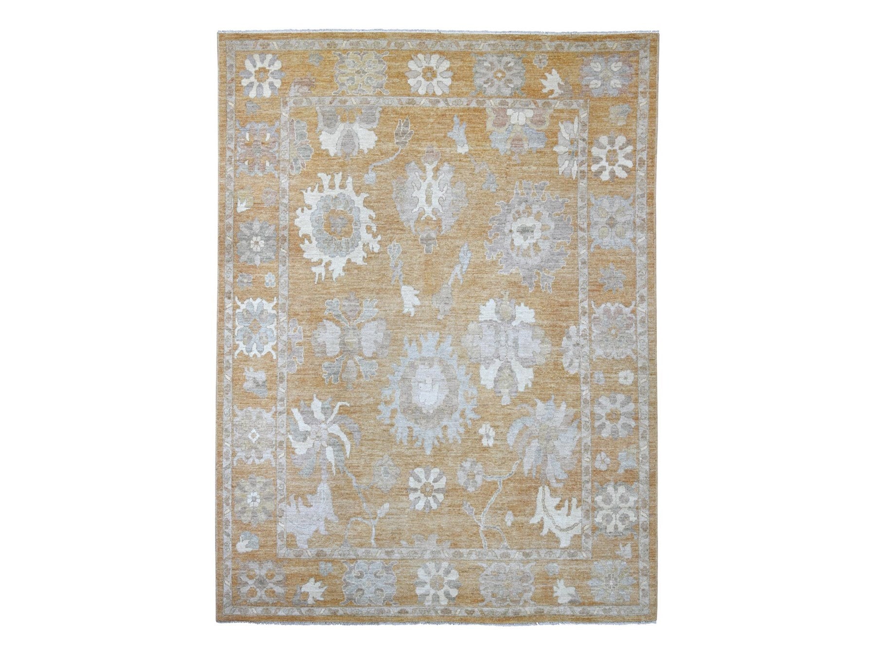 Brown 8'9" x 11'9" Oushak And Peshawar Hand knotted Wool Rug - Sku: O022797