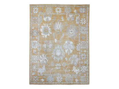 Brown 8'9" x 11'9" Oushak And Peshawar Hand knotted Wool Rug - Sku: O022797