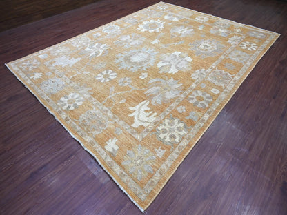 Brown 8'9" x 11'9" Oushak And Peshawar Hand knotted Wool Rug - Sku: O022797