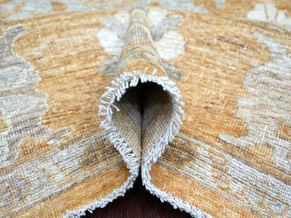 Brown 8'9" x 11'9" Oushak And Peshawar Hand knotted Wool Rug - Sku: O022797