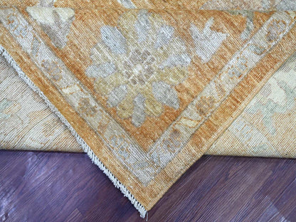 Brown 8'9" x 11'9" Oushak And Peshawar Hand knotted Wool Rug - Sku: O022797