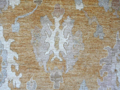Brown 8'9" x 11'9" Oushak And Peshawar Hand knotted Wool Rug - Sku: O022797