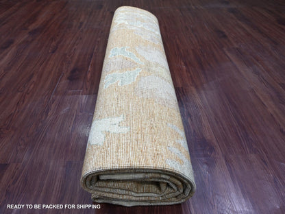 Brown 8'9" x 11'9" Oushak And Peshawar Hand knotted Wool Rug - Sku: O022797