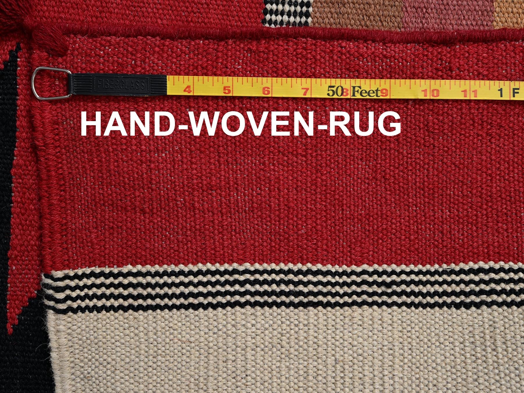 Flat-Weave hand-knotted wool rug in Red, 12'1" x 14'2" — SKU O02279 (view 7)