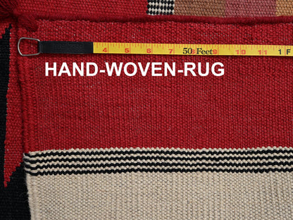 Flat-Weave hand-knotted wool rug in Red, 12'1" x 14'2" — SKU O02279 (view 7)
