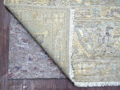 Peshawar Tribal & Geometric hand-knotted wool rug in Gray & Light Blue, 7'11" x 9'11" — SKU O022800 (view 4)