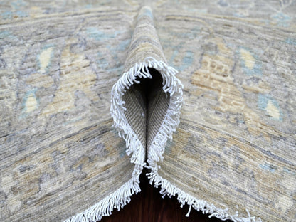 Peshawar Tribal & Geometric hand-knotted wool rug in Gray & Light Blue, 7'11" x 9'11" — SKU O022800 (view 5)