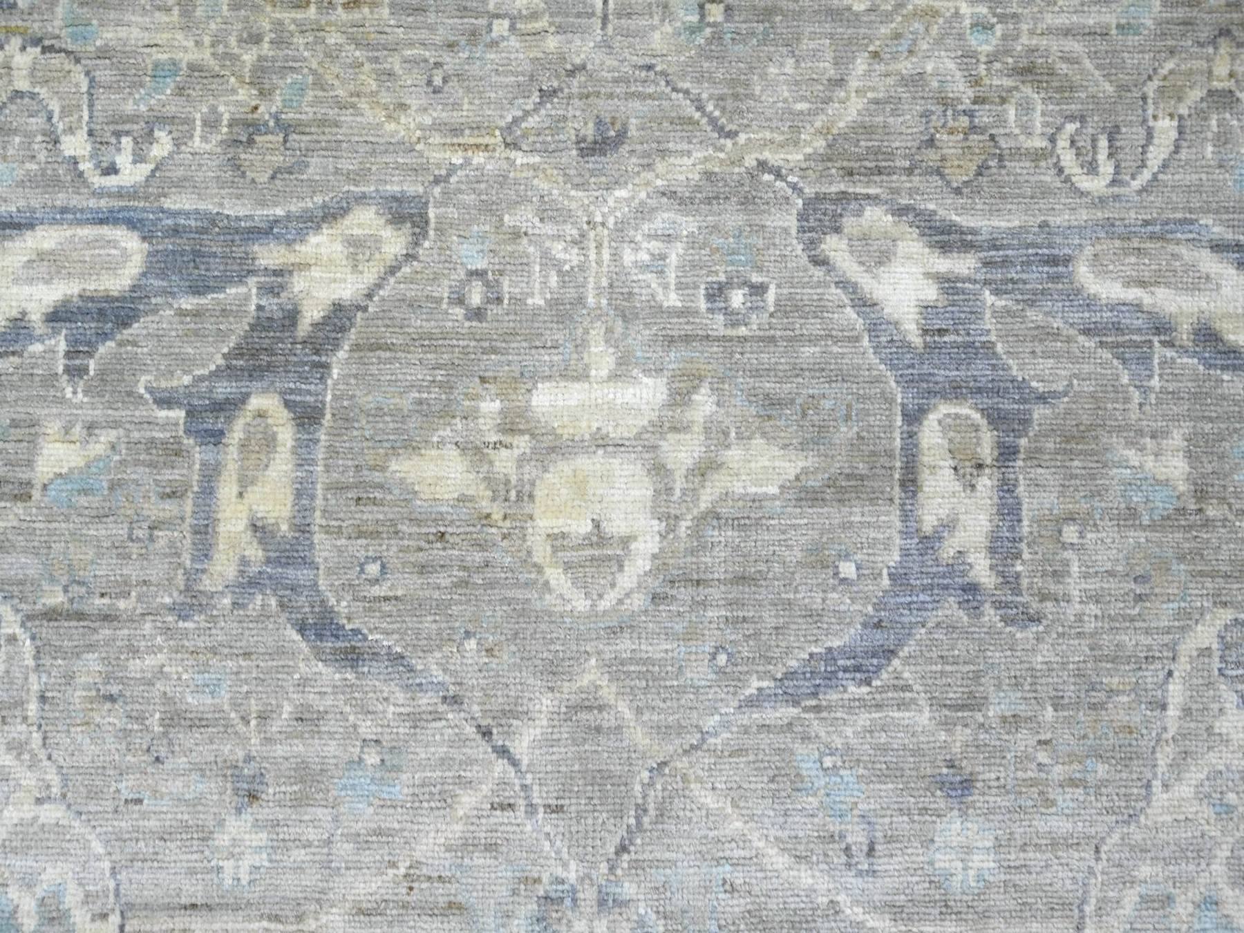 Peshawar Tribal & Geometric hand-knotted wool rug in Gray & Light Blue, 7'11" x 9'11" — SKU O022800 (view 8)