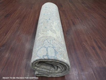 Peshawar Tribal & Geometric hand-knotted wool rug in Gray & Light Blue, 7'11" x 9'11" — SKU O022800 (view 9)