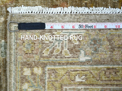 Green 2'6" x 6'2" Oushak And Peshawar Hand knotted Wool Rug - Sku: O022801