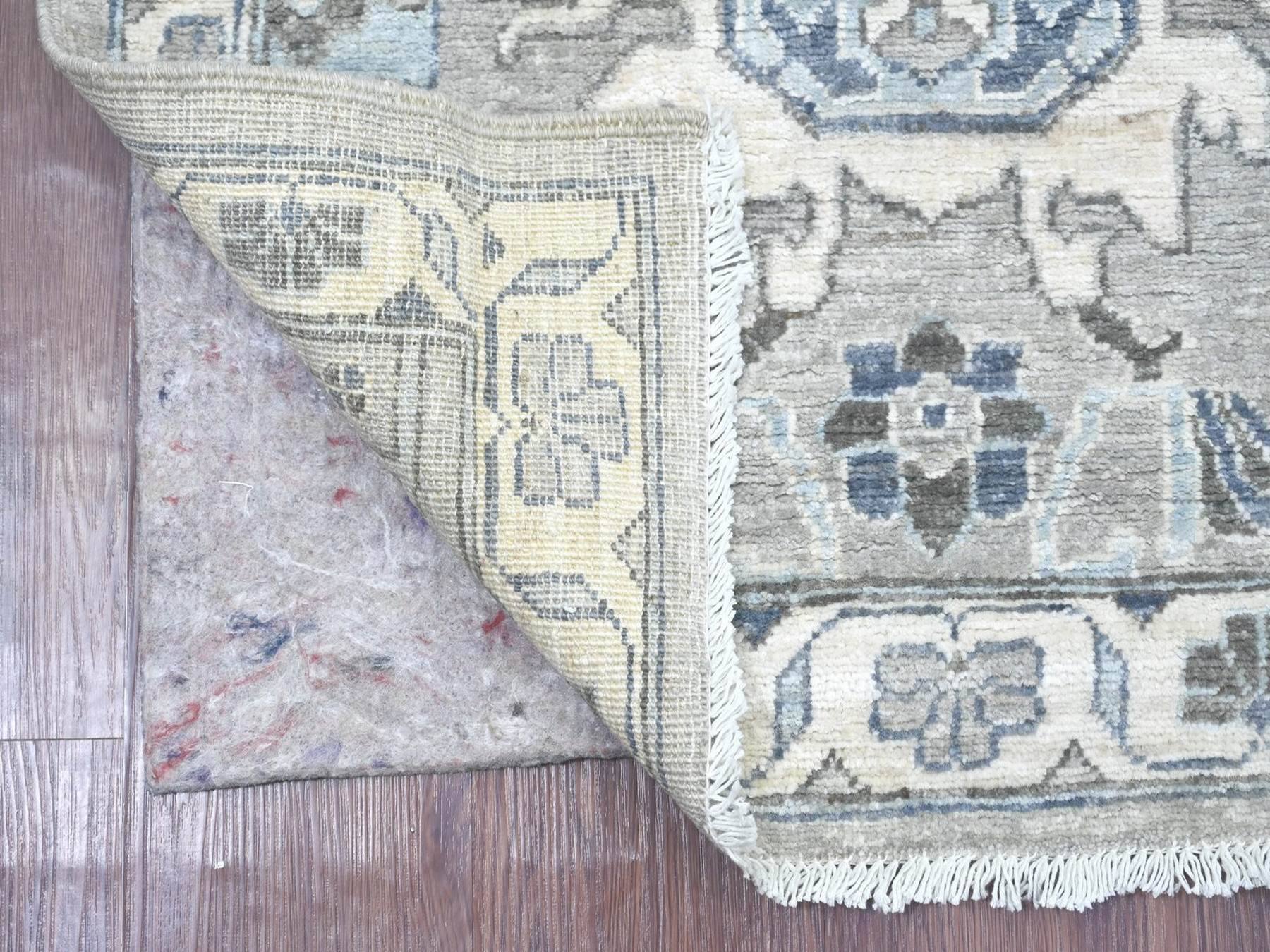Heriz Oushak hand-knotted wool runner in Gray & Ivory, 2'7" x 6'3" — SKU O022802 (view 2)