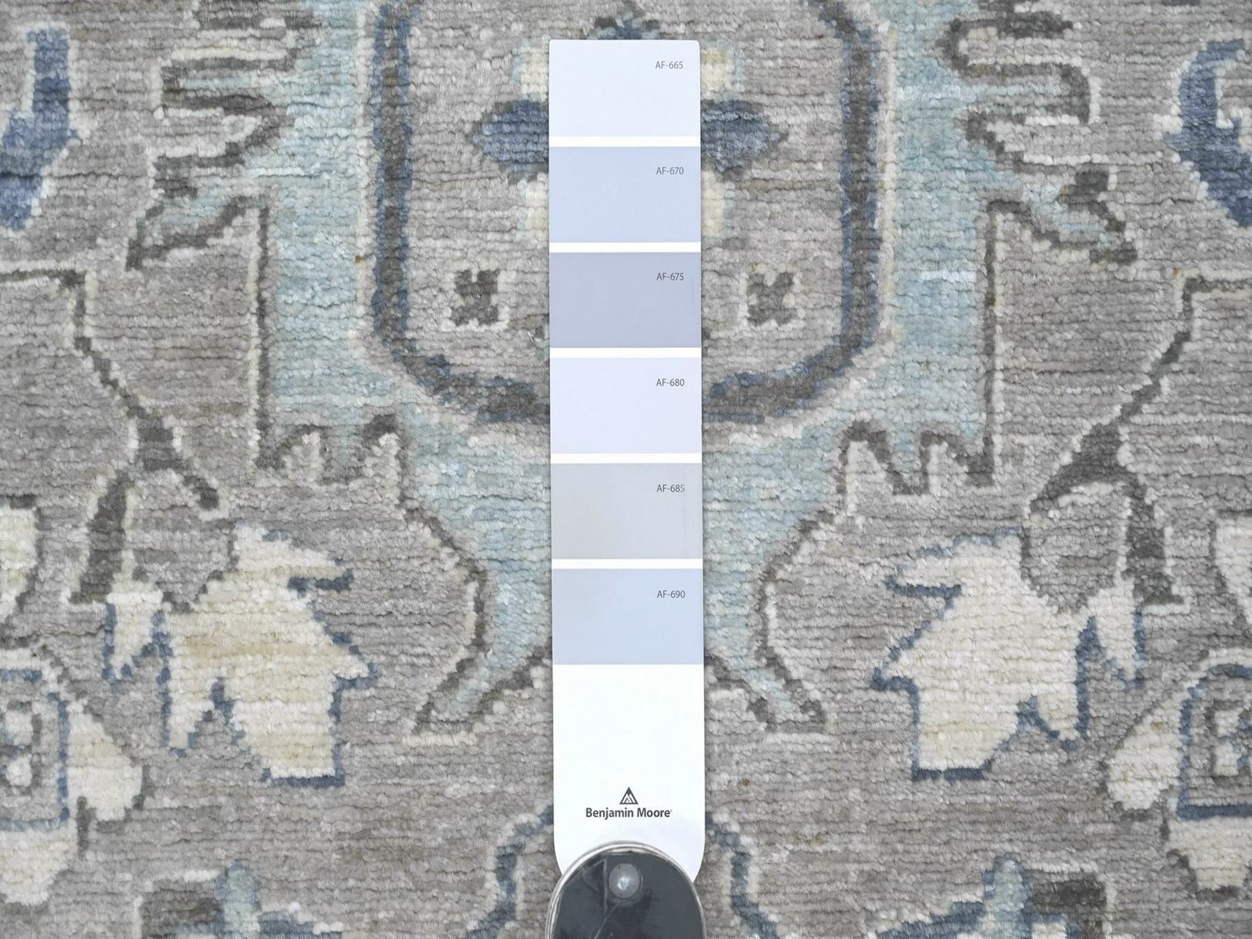 Heriz Oushak hand-knotted wool runner in Gray & Ivory, 2'7" x 6'3" — SKU O022802 (view 3)