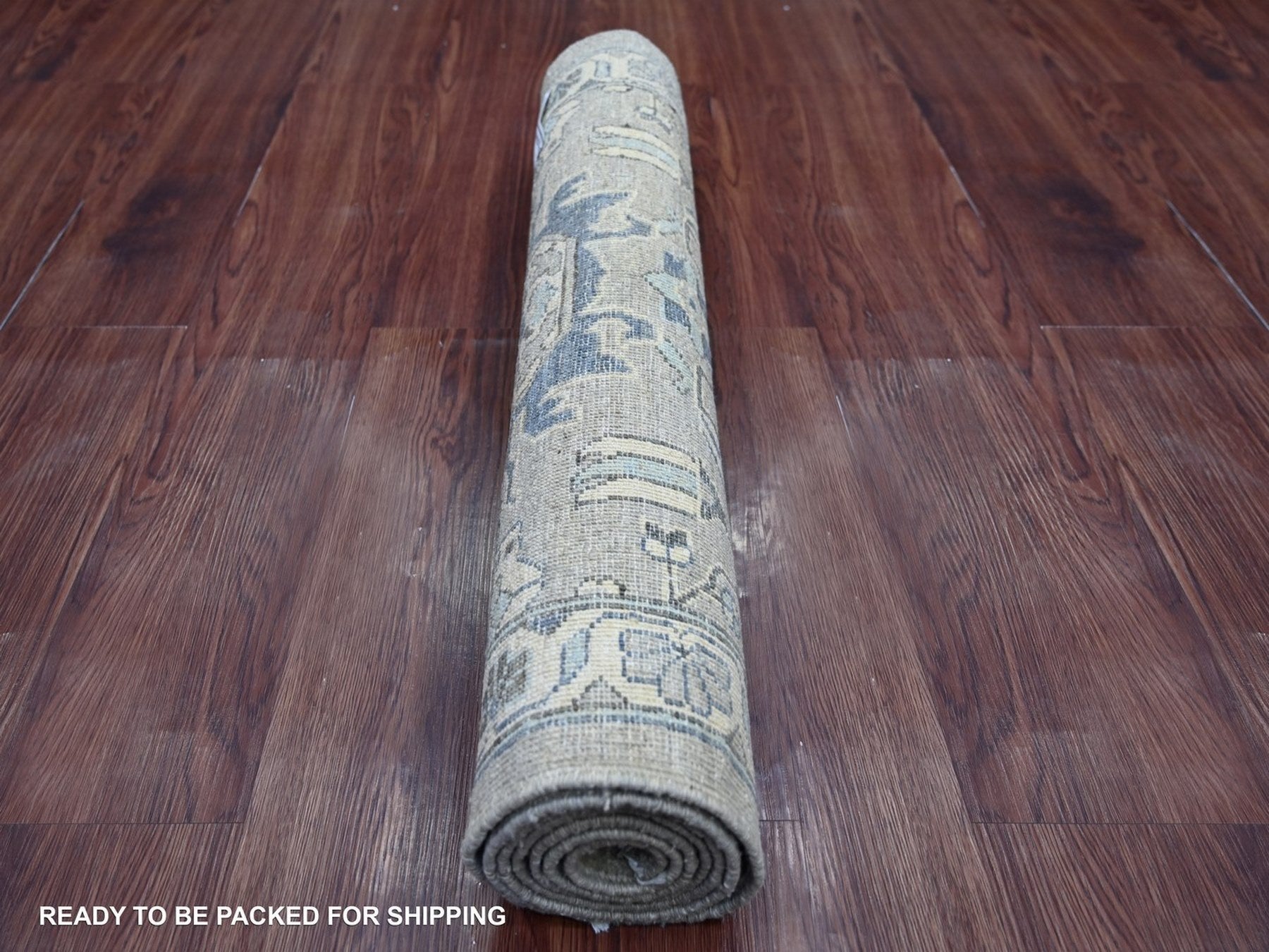 Heriz Oushak hand-knotted wool runner in Gray & Ivory, 2'7" x 6'3" — SKU O022802 (view 4)