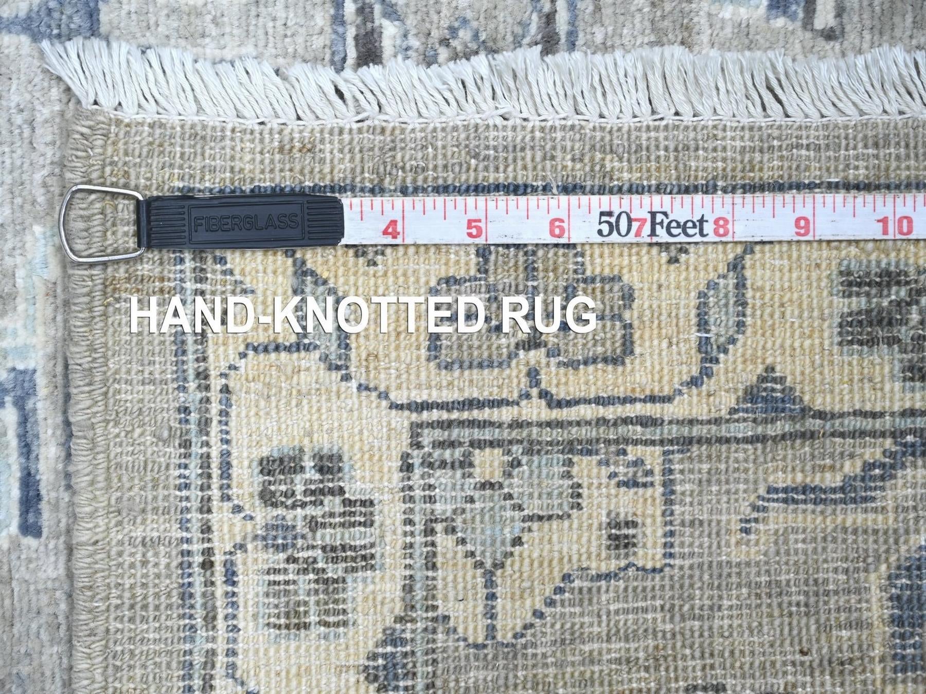 Heriz Oushak hand-knotted wool runner in Gray & Ivory, 2'7" x 6'3" — SKU O022802 (view 6)