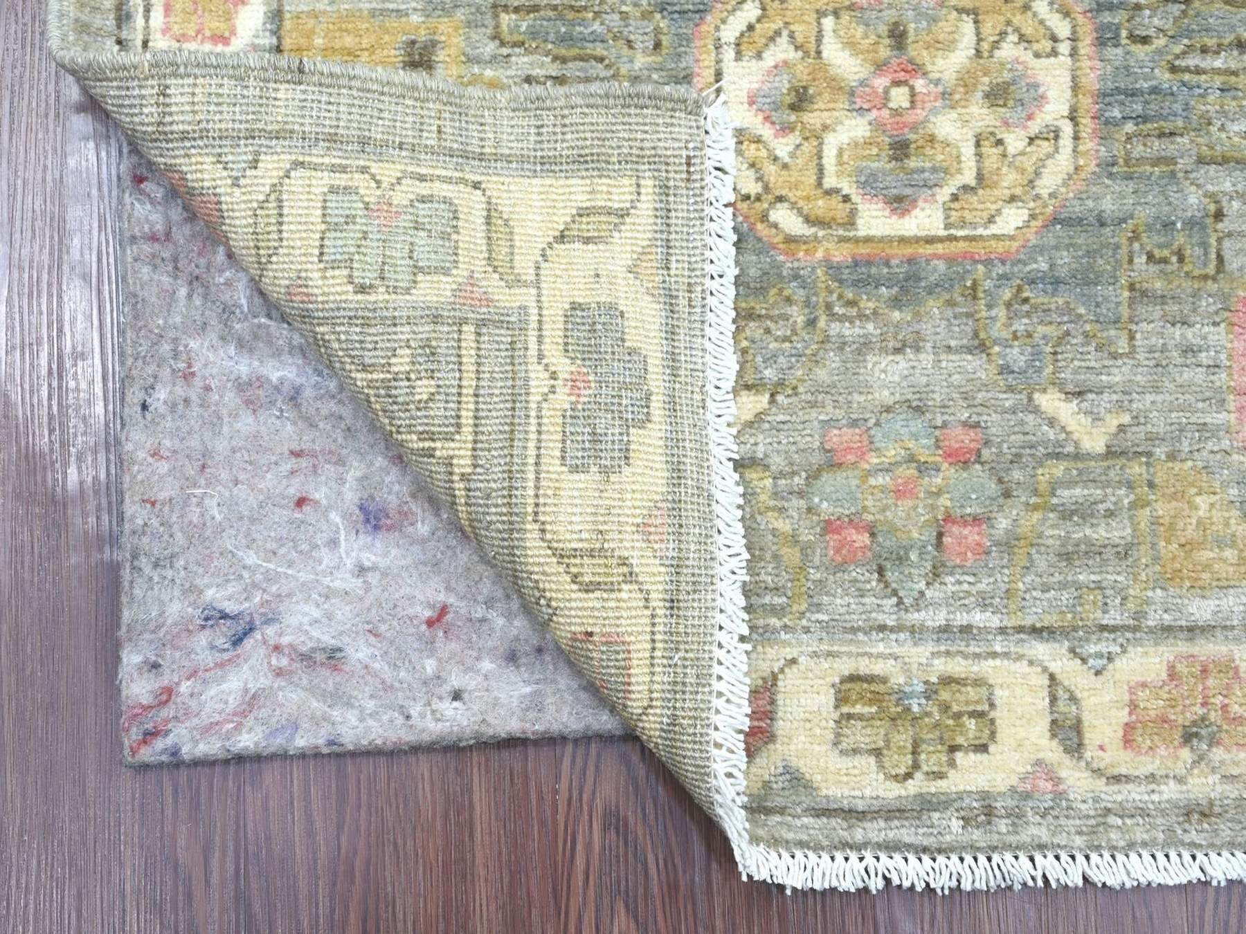 Grey 2'9" x 12'1" Oushak And Peshawar Hand knotted Wool Rug - Sku: O022803