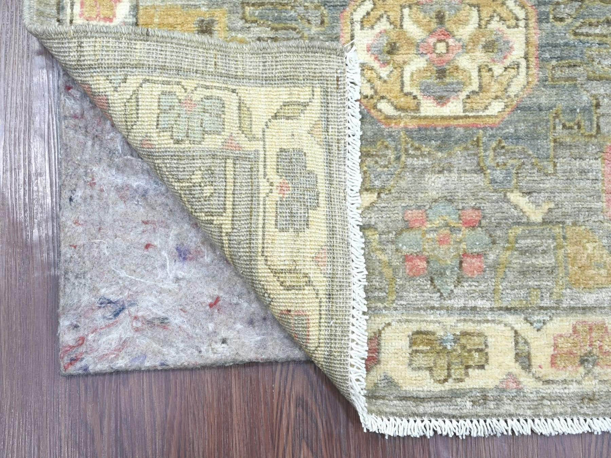Heriz Oushak hand-knotted wool runner in Gray & Ivory, 2'9" x 12'1" — SKU O022803 (view 2)