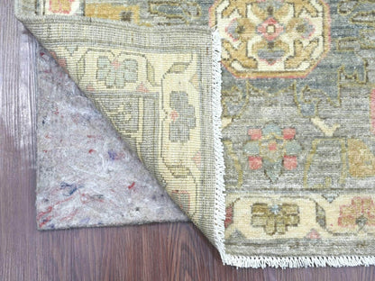 Heriz Oushak hand-knotted wool runner in Gray & Ivory, 2'9" x 12'1" — SKU O022803 (view 2)