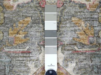 Heriz Oushak hand-knotted wool runner in Gray & Ivory, 2'9" x 12'1" — SKU O022803 (view 3)