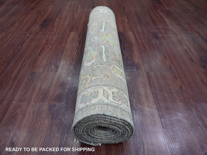 Heriz Oushak hand-knotted wool runner in Gray & Ivory, 2'9" x 12'1" — SKU O022803 (view 4)