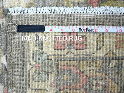 Grey 2'9" x 12'1" Oushak And Peshawar Hand knotted Wool Rug - Sku: O022803