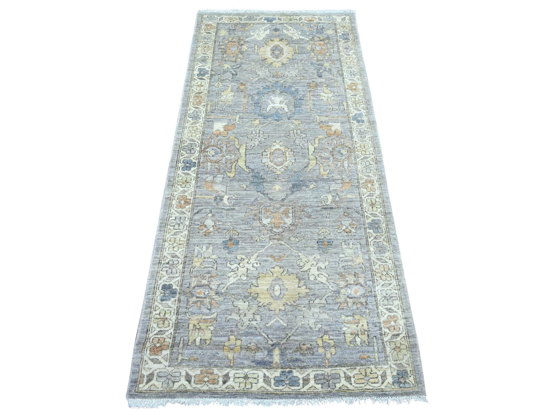 Heriz Oushak hand-knotted wool runner in Gray & Ivory, 2'9" x 6' — SKU O022804