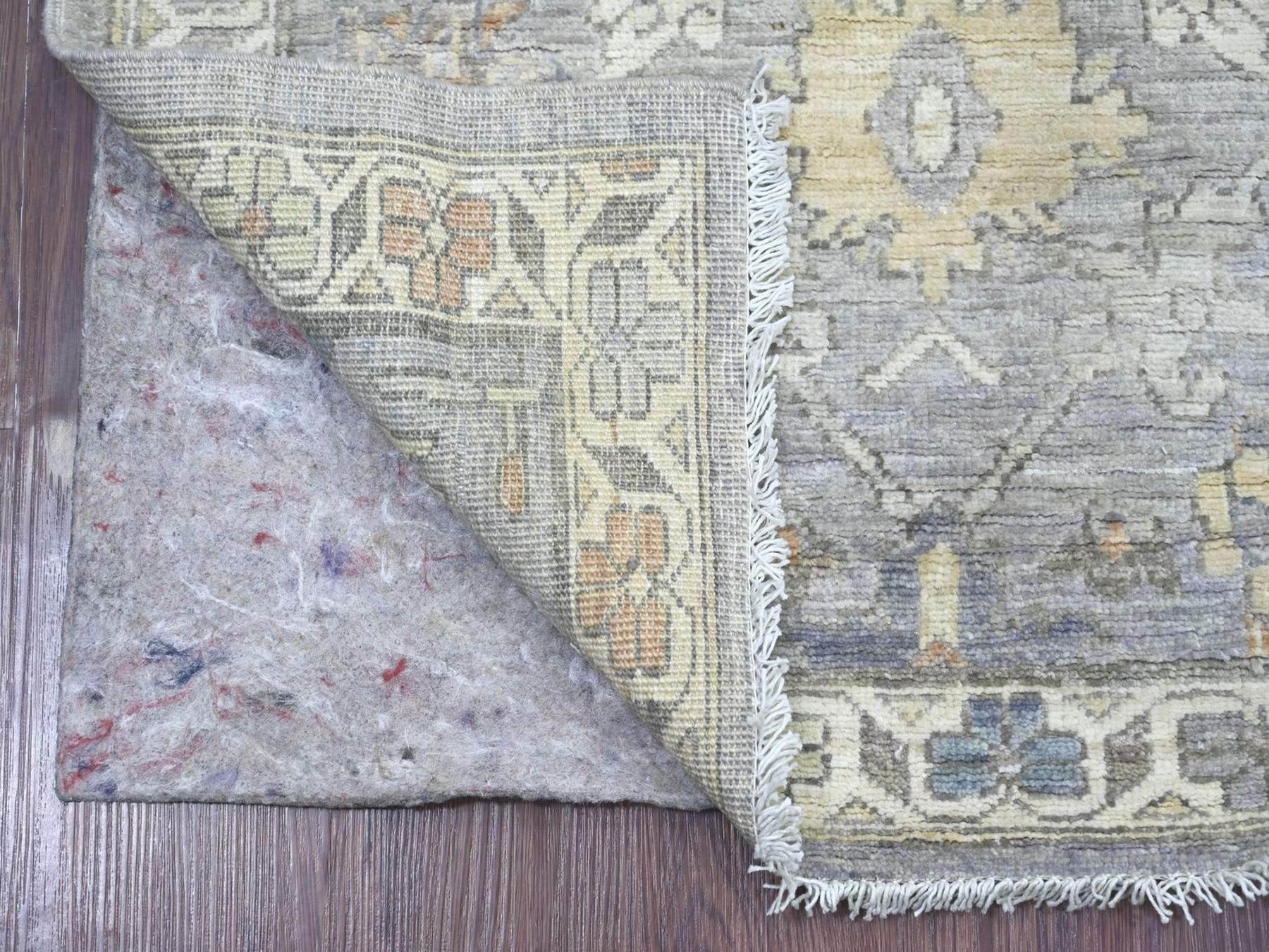 Grey 2'9" x 6'0" Oushak And Peshawar Hand knotted Wool Rug - Sku: O022804