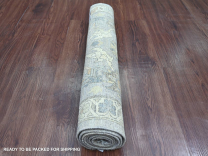 Heriz Oushak hand-knotted wool runner in Gray & Ivory, 2'9" x 6' — SKU O022804 (view 4)