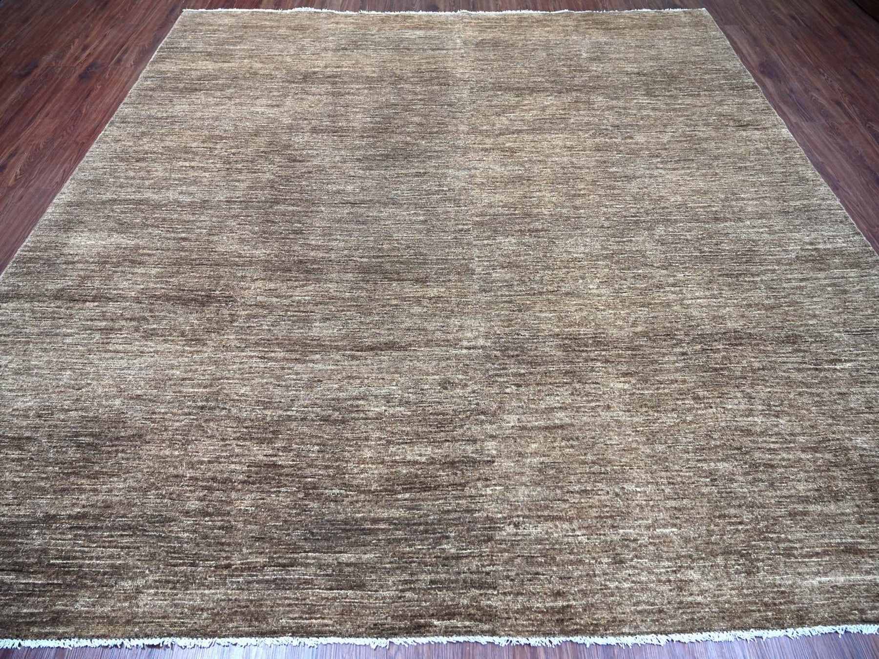 Brown 9'9" x 9'9" Modern and Contemporary Hand knotted Wool Rug - Sku: O022806